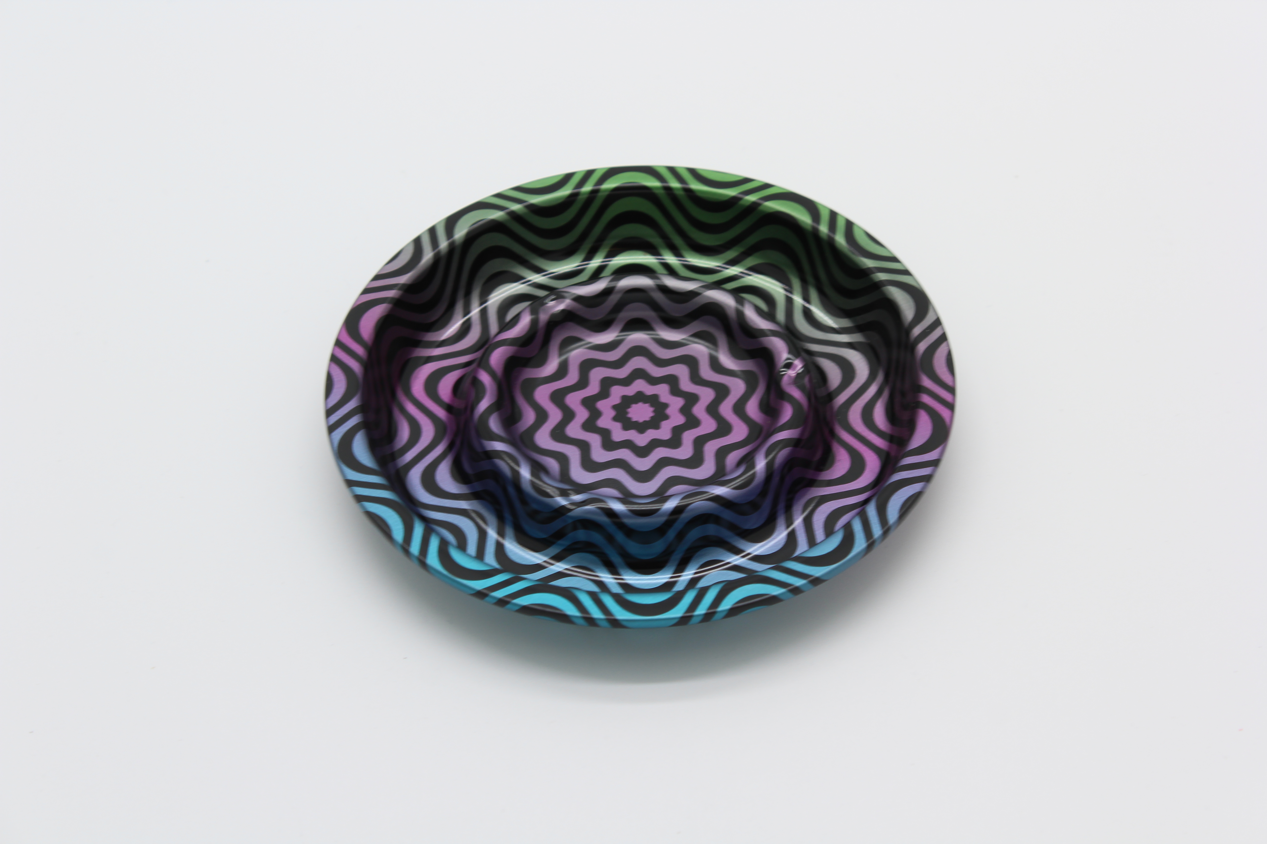 Aschenbecher Psychedelisch Lila/Blau/Grün Wellenmuster