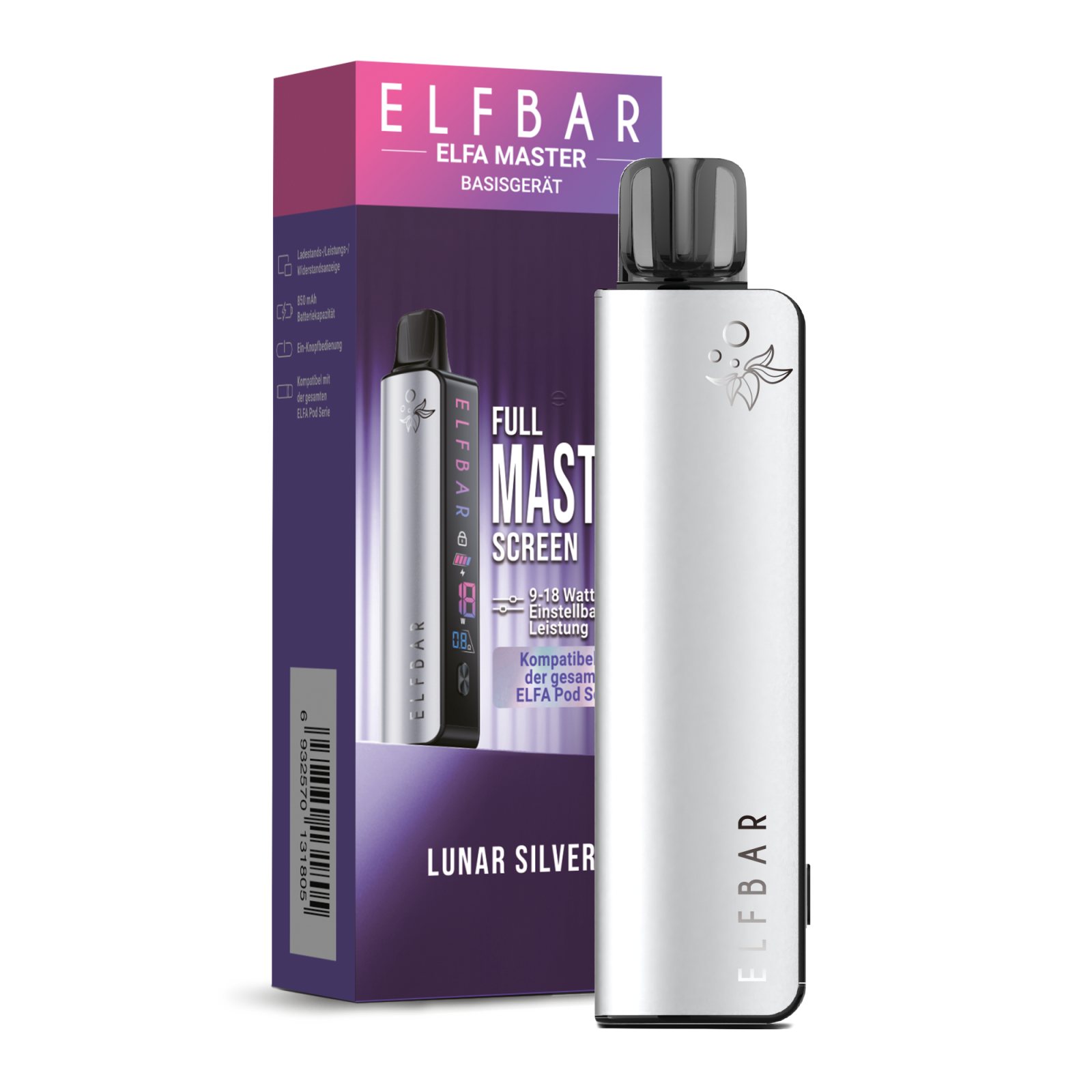 ELFBAR ELFA Master Akkuträger Lunar Silver 850 mAh