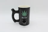 Black Leaf Ceramic Mug mit Pfeifenfunktion